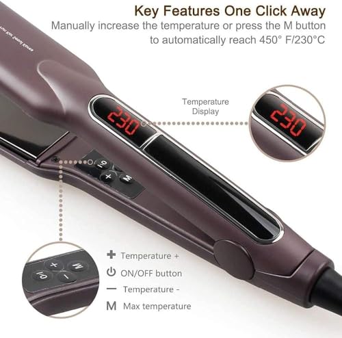 Plancha para cabello con placas grandes de cerámica flotantes, herramienta de peinado eficiente y que ahorra energía miniatura 3