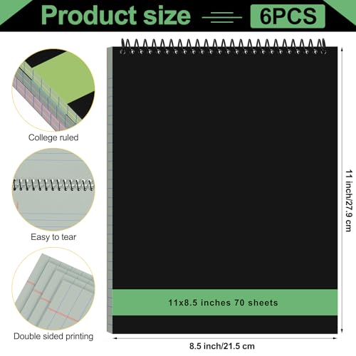 Lot de 6 carnets à spirales durables avec couverture rigide de qualité supérieure - 2