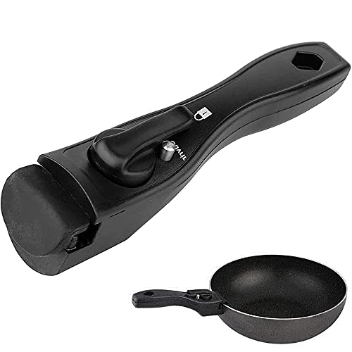 DFGF Poignée Amovible Noire, Poignée De Casserole Anti-Brûlure, Poignée Universelle, Anti-Brûlure Poignée Amovible, Antidérapant Poignée Amovible pour Batterie De Cuisine, Poêle Wok, Casserole (Noir)
