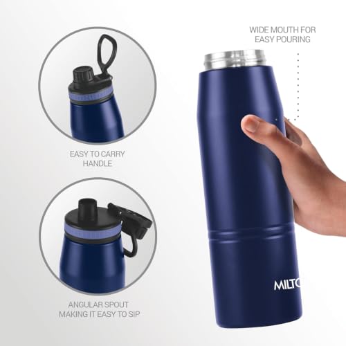 Image of Milton Woven Wishes Raksha Bandhan Gift Set Comes with Sparkle 600 Vacuum Insulated Thermosteel Water Bottle 620 ml, 1 Pc Rakhi & Roli KumKum Chawal, Brother Sister Festive Gift Hamper, Navy Blue