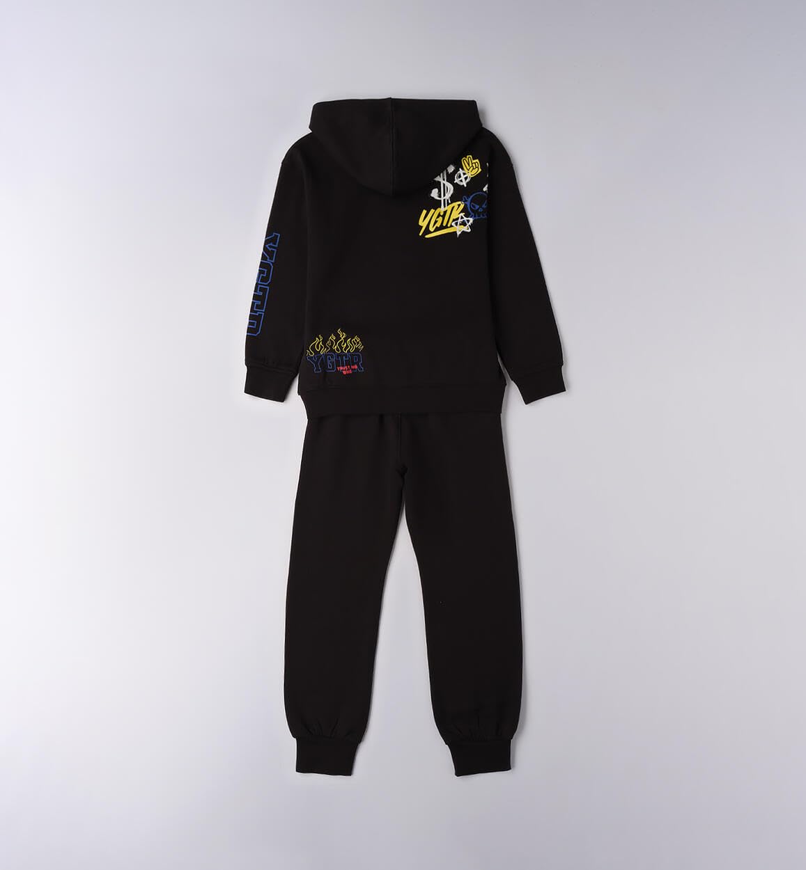 IDO Completo tuta invernale e felpato ragazzo 10 anni - 140 cm color nero felpa con cerniera e cappuccio