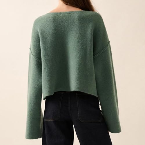 Image of Women Cute Bow Knit Sweater Y2k Long Sleeve Crew Neck Knitted Pullover Top Oversized Going Out Fall Winter Knitwear