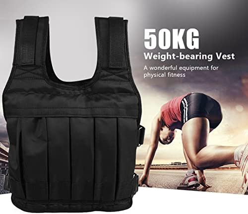 Oxford Cloth Bodybuilding Weight Vest Adjustable 50KG Weighted Vest Strength Training Vest Exercise Waistcoat Jacket for Workout Fitness, 21.7 x 17.3in