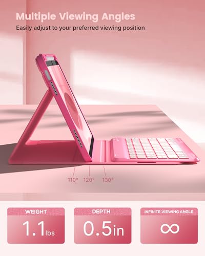 Image of typecase Folio Keyboard Case for iPad 10th Gen 10.9 inch (2022) and iPad 11th (A16, 2025), Magnetic Wireless Detachable Keyboard, 7-Color Backlight, Thin & Light, Pencil Holder - Glitter Blush