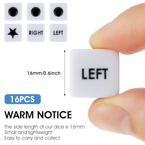 DSLSQD 16 Pcs Left Right and Center Dice, 16mm Standard Size 6 Sided Left and Right and Center Dice Game for Left Right Center Game Dice Games Accessorie - Thumbnail 3