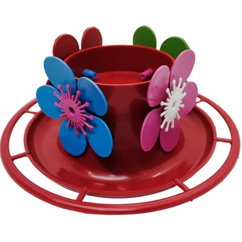 Kit 3 Bebedouros para Beija-Flor, Casa, Jardim, Flor, Bandeja com Poleiro, Vermelho, 250ml cada