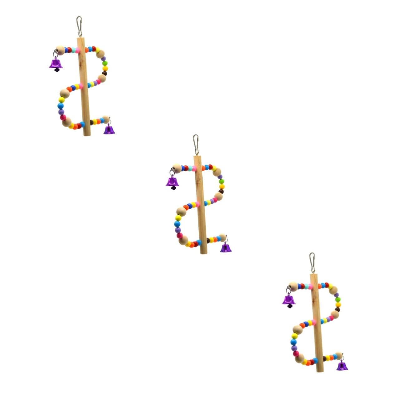 FRCOLOR 3 Pz Giocattolo Per Pappagalli Accessori Per Gabbie Per Pappagallini Giocattoli Per Parrocchetti Altalena Del Pappagallo Uccelli Di Legno Forniture Per Criceti