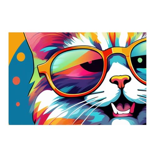 Poster chat pop art 50 x 50 cm pour habiller un mur vide sans cadre lourd