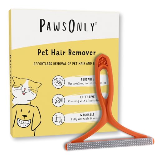 PawsOnly | Pet Hair Remover for Carpet Sofa & Car | Dog & Cat Fur | Orange