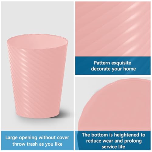 Image of Lysam Bathroom Trash Can, 3 Pack 1.8 Gallons Small Trash Can with Trash Bags, Bathroom Garbage Can, Plastic Trash Bin, Round Waste Basket for Bedroom, Office, Room (White Pink Grey)