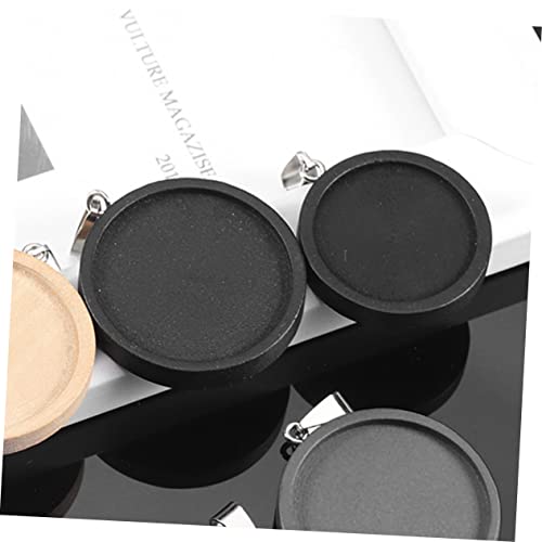 Abaodam 10 Peças Pingente Redondo De Madeira Bandeja De Servir De Aço Inoxidável Bandeja De Joias Ba