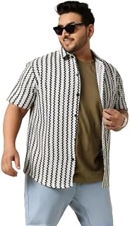 ROUGHSTER TRYKAR Men’s Stylish Printed Half Sleeve Shirt | Casual Button-Down Summer Shirt with Zigzag Pattern | Lightweig... Price In India