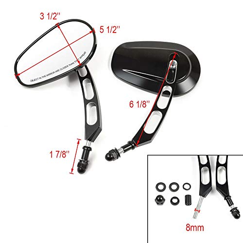 E-Bro Black CNC Sportster Mirrors for 8mm Threaded Harley Davidson Motorcycles - Thumbnail 5