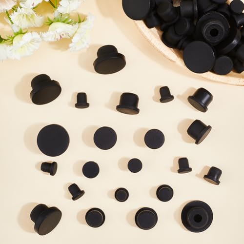 Image of GORGECRAFT 50Pcs Salt and Pepper Shakers Stopper 7.5-15mm Inner Diameter Black Silicone Stopper Tube Seal Plug Reusable Waterproof Replacement Insert Hole Plug End Covers for Bottles Pipes Flower Pots