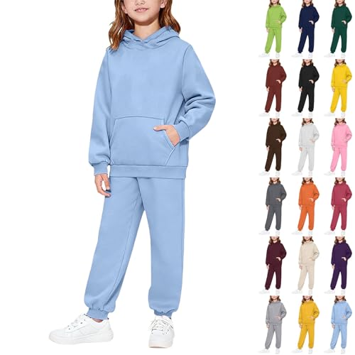 Boys Girls 2 Piece Outfits Lounge Hoodie Sweatsuit Sets Fall Winter Fashion Clothes Airport Travel (Green, 5-6 Years)