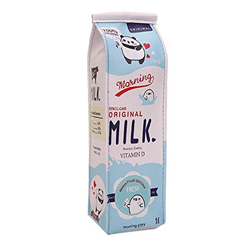 Demarkt Novelty Large Capacity Milk Carton Pencil Cases Cosmetic Bag