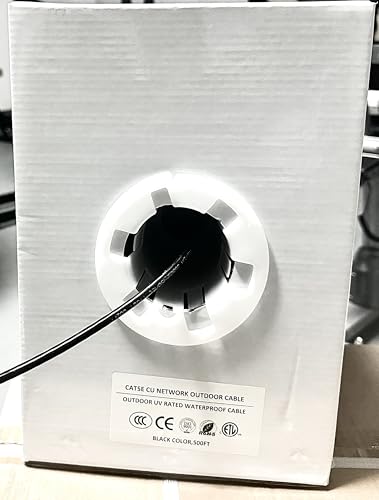 Outdoor Cat5e Bulk Ethernet Cable Black (500Ft)