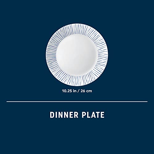 Corelle 6-Piece 10.25" Dinner Round Plates, Vitrelle Triple Layer Glass, Lightweight Round Plates, Large Round Plates, Chip And Scratch Resistant, Microwave And Dishwasher Safe, Botanical Stripes #TOP4