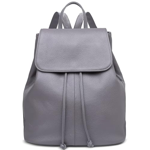 Image of BOYATU Women's Full-Grain Leather Backpack Purse, Minimal Structured Design, Work Commuter & City Travel, Compact Everyday Essentials, Fashion RFID Pocket Bag ((Grey)