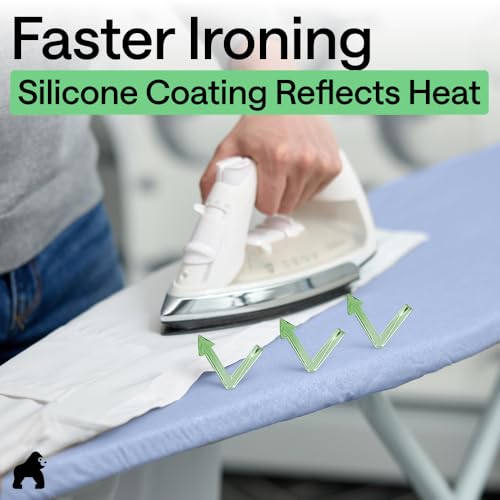 Image of Gorilla Grip Reflective Silicone Ironing Board Cover, 15x54, Fits Large and Standard Boards, Pads Resist Scorching and Staining, Elastic Edge Covers, Thick Padding, No Fasteners Needed, Blue
