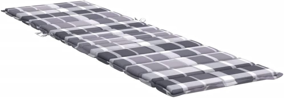 vidaXL Sun Lounger Cushion – Comfortable, Durable, and Versatile | Suitable for Patio/Garden Furniture and Indoor Use | Gray Check Pattern, Oxford Fabric, Foam Fiber Filled