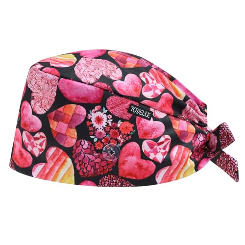Image of Scrub Caps for Women with Buttons, Classic Surgical Caps | Double-Sided Printed, Adjustable,Long Hours, Sweatbands, Fabric Help Reduce Static Buildup