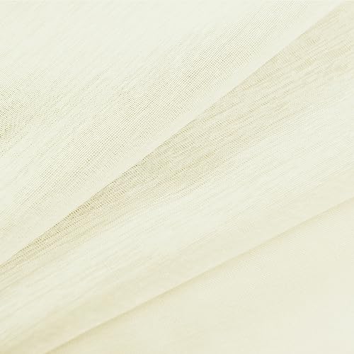 Ivory Sheer Curtains 84 Inch Length Grommet 2 Panels Faux Linen Look Voile Semi Window Sheer Curtains For Living Room Bedroom Pair Width 52 X 84 Inches Long Ring Top Ecru Light Cream Off White #TOP4