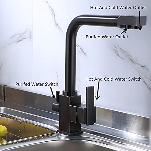Robinets de cuisine noirs et chromés avec système de filtration pour évier