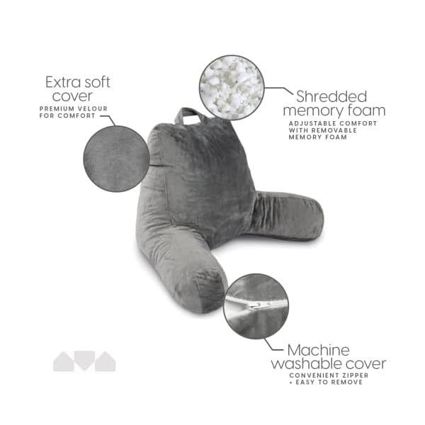 Milliard Reading Pillow with Shredded Memory Foam, Large Adult Backrest