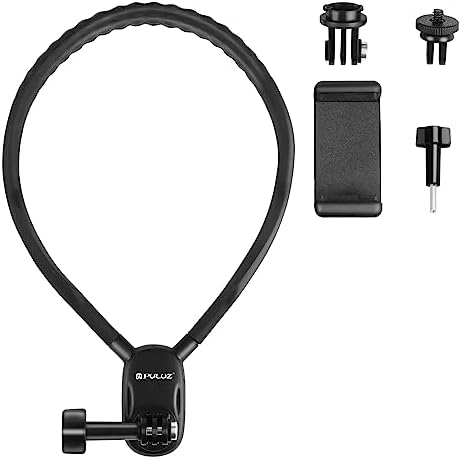 PULUZ Magnetic Silicone Collar Bracket POV View Mount with Phone Clamp for GoPro Action Cameras/Phones (ABS+Silicone)
