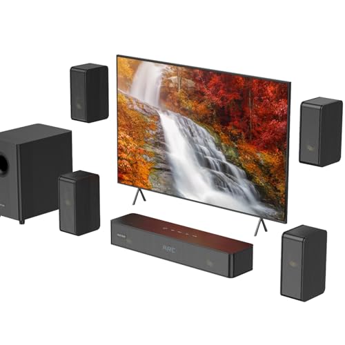 Hiwill-Audio 5.1.2ch Surround Sound System with 4 Virtual Surround Speakers, 400W Peak Power, Soundbar for TV with 5.25'' Subwoofer, Sound Bar TV Speaker, Works w/ARC/OPTICAL/BT 5.3/AUX/USB