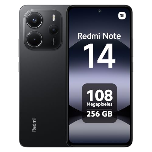 XIAOMI Redmi Note 14 - Smartphone de 8+256GB, Pantalla de 6.67' AMOLED FHD+ 120Hz, MediaTek Helio G99-Ultra, cámara de 108MP, TurboCharge 33W, 5500 mAh, Cargador no Incluido, Negro (Versión ES)