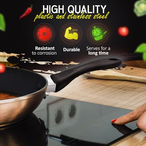 Cook Ware Pans Replacement Grip Handle - Removable Handle Cookware Pot Lid Handle Knob Removable Handles Pan Handle Grip Detachable Handle Cookware Pots and Pans with Removable Handles Screw on Handle - Thumbnail 3