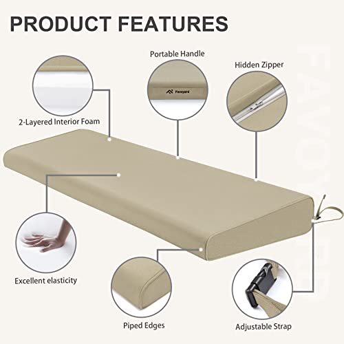 Favoyard Outdoor Bench Cushion 48 X 16 Inch Waterproof Patio Furniture Cushions Seat Cushion/Back Cushion Dual Purpose 3-Year Color Fastness Garden Sofa Settee Couch Swing Lumbar Pads, Beige #TOP3