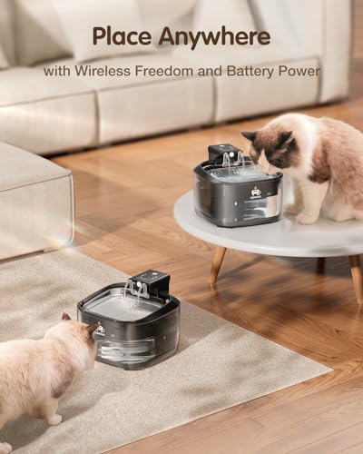 Opowo FT999 Wireless Cat Water Fountain Stainless Steel, 108Oz/3.2L Cat Water Fountain Battery Operated With 3 Modes, 5000Mah Battery, Ultra Quiet Motion Sensor Pet Water Fountain thumb #1