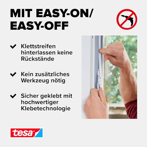 tesa Insect Stop COMFORT Fliegengitter für bodentiefe Fenster - Insektenschutz selbstklebend - Fliegen Netz ohne Bohren - 120 cm x 240 cm - Anthrazit (Durchsichtig)