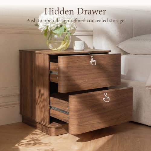 Image of Yechen Nightstand with 2 Push to Open Drawers Storage