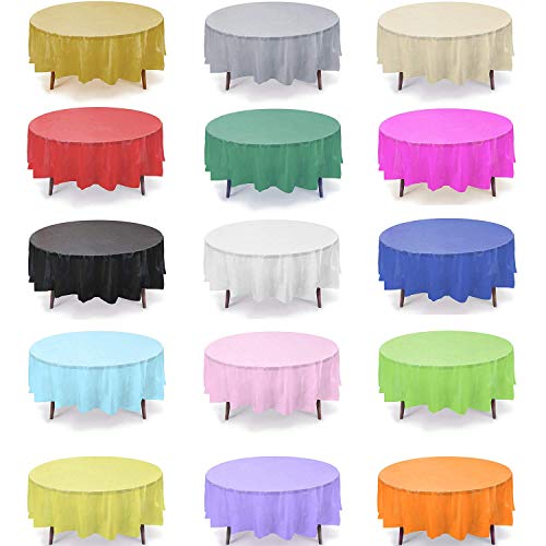 Gift Expressions 12 Ct Premium 84 Inch Round Plastic Tablecloth Waterproof Disposable Party Event Decoration Heavy Duty Table Cover(Lavender) #TOP4