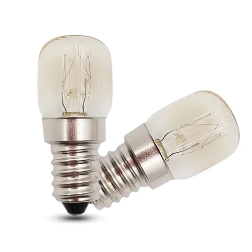 EASYIVY Bombilla para Horno E14, Bombilla Horno 300 Grados E14 T22 Regulable 160LM para Hornos, Microondas, Nevera, Lámpara de Sal, Blanco Cálid 2700K, 2 Unidad
