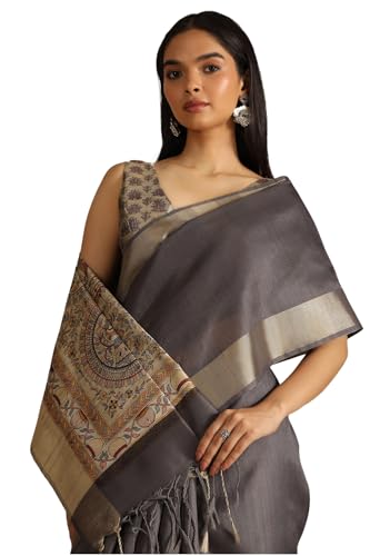 Image of Soch Womens Tussar Solid Saree