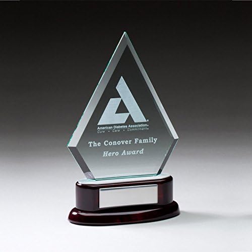 SHOP AWARDS AND GIFTS Personalized Arrowhead Jaded Glass Trophy Award, Customizable Engraved Work Business Corporate Prizes, 7-1/2 Inch
