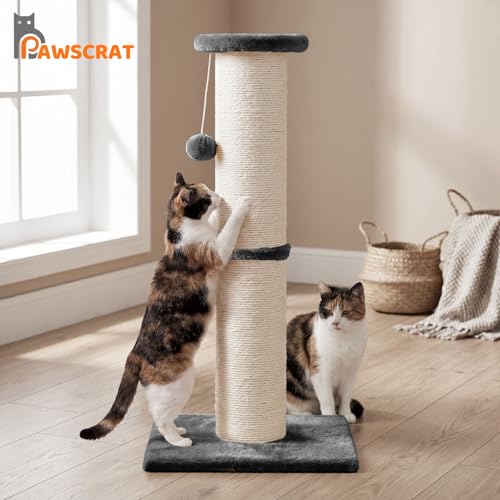 Rascador PAWSCRAT para gatos 81 cm alto sisal natural con bola miniatura 6