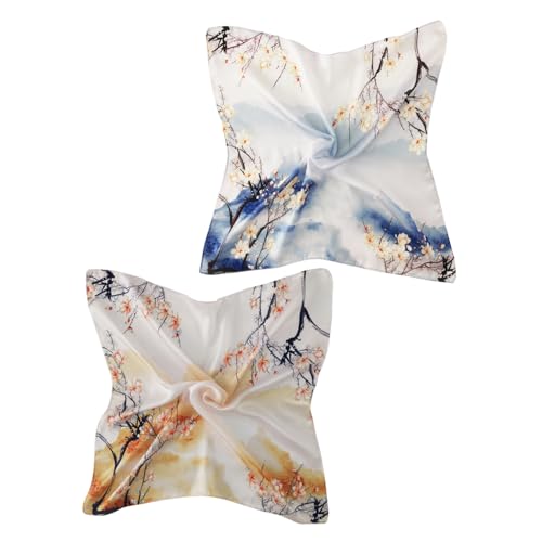 Julunar 2 PCS Silk Scarf for Women Lightweight Satin Hair Bandana 21