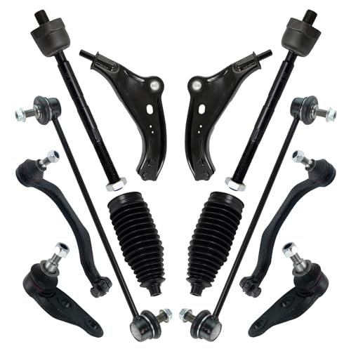 TRQ Front Steering & Suspension Kit Ball Joint Control Arm with Ball Joint Steering Rack & Pinion Bellow Sway Bar Stabilizer Link Tie Rod Compatible with 2007-2015 Mini Cooper