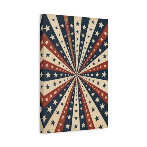 Toile Vintage Stars rouge bleu pour rompre la monotonie d'un mur blanc de salon