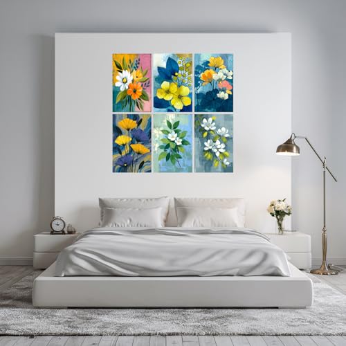 Image of SiddArtify Floral Wall Art Prints Set - Botanical Flower Poster Decor for Living Room Bedroom Office - 12x18 inch Board Pack of 6