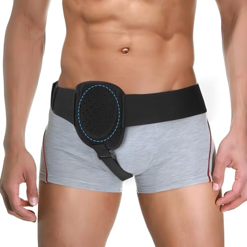 Hernia Belts for Men Inguinal, Hernia Belt for Women, Inguinal Hernia Support for Left or Right Side, Comfortable Adjustable Waist Strap with Removable Compression Pads