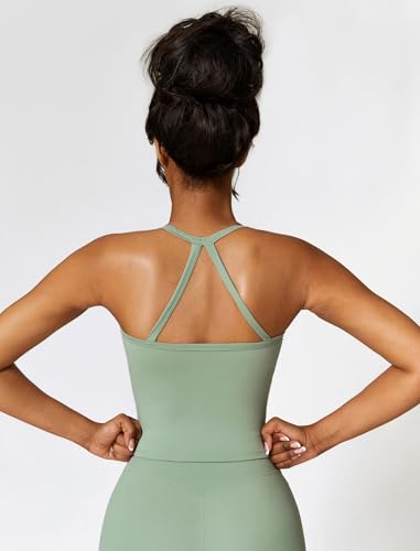 Image of QBGJTD Womens Longline Sports Bras Cross Back Active Gym Yoga Padded Workout Crop Tank Top with Built in Bra