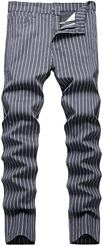 Keevoom Plaid Slim Fit Dress Pants for Men Tapered Golf Skinny Stretch Chino Pants Mens Casual Slacks Suit Striped Business(S7,30)