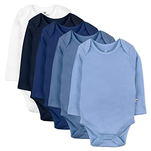 Image of HonestBaby baby-boys 5-pack Long Sleeve Bodysuits One-piece 100% Organic Cotton for Infant Baby Boys